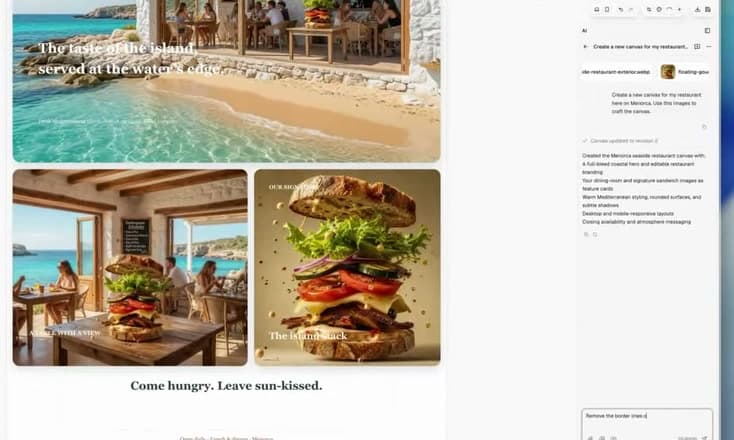 Conversational canvas editing with a request to remove border lines